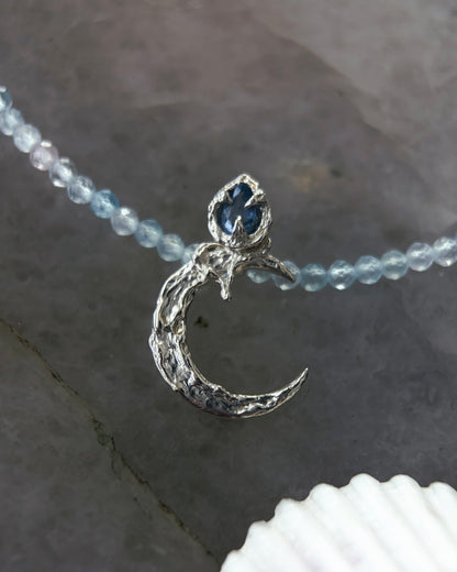 Dusk Moon Amulet ⋄ Blue Sapphire & Aquamarine