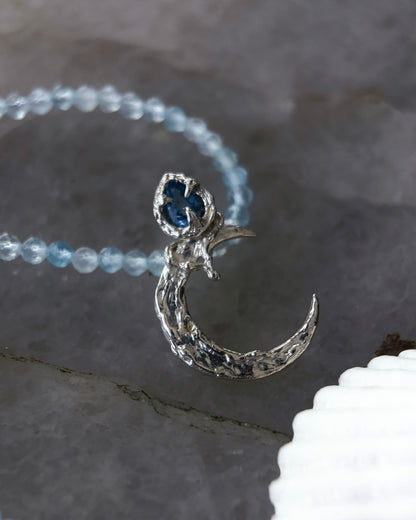 Dusk Moon Amulet ⋄ Blue Sapphire & Aquamarine
