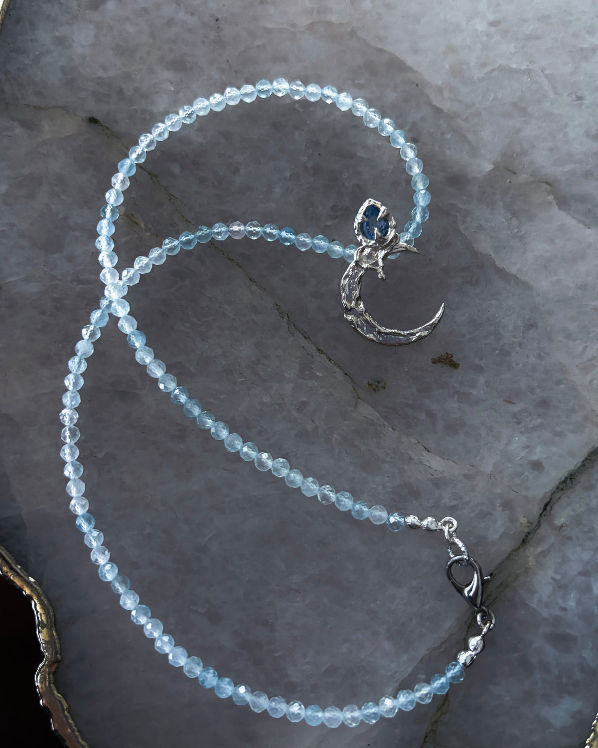 Dusk Moon Amulet ⋄ Blue Sapphire & Aquamarine