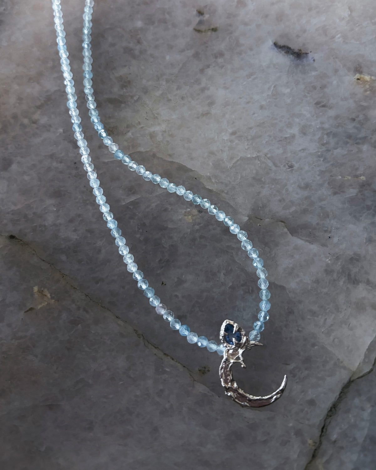 Dusk Moon Amulet ⋄ Blue Sapphire & Aquamarine