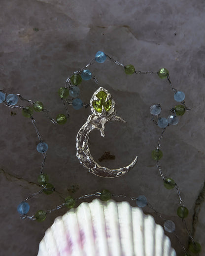 Honeydew Moon Amulet ⋄ Sphene, Peridot & Aquamarine