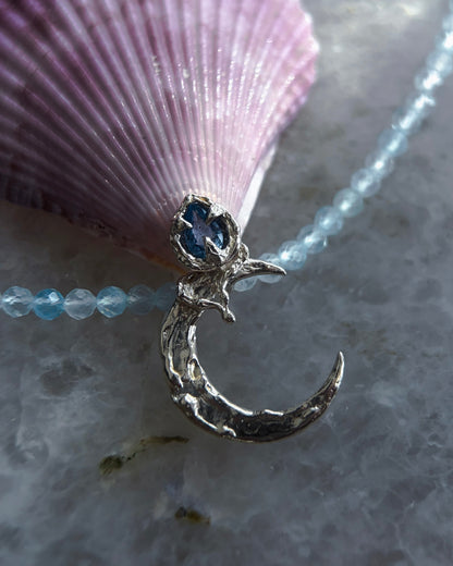 Dusk Moon Amulet ⋄ Blue Sapphire & Aquamarine