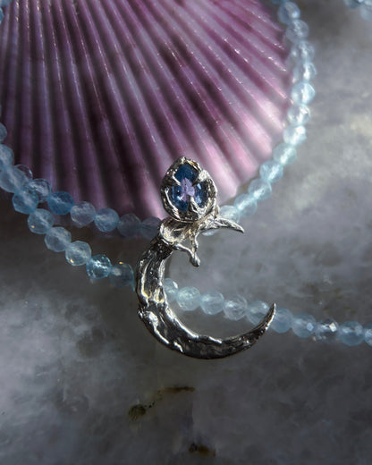 Dusk Moon Amulet ⋄ Blue Sapphire & Aquamarine