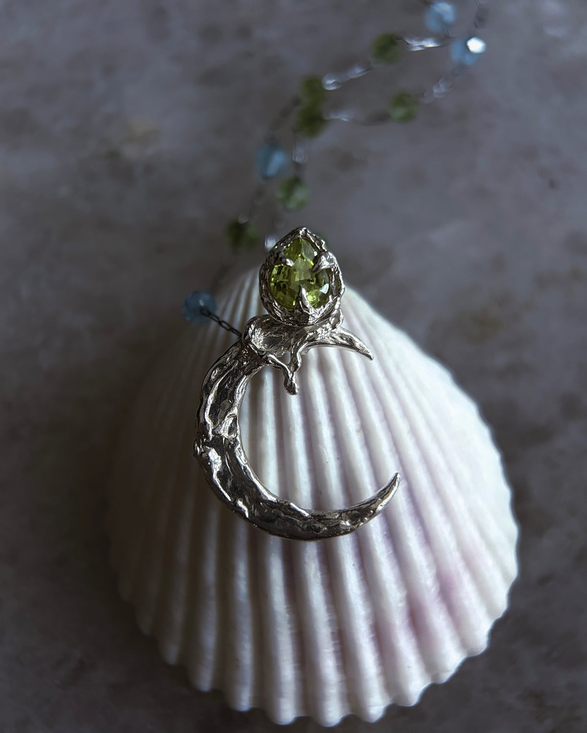 Honeydew Moon Amulet ⋄ Sphene, Peridot & Aquamarine