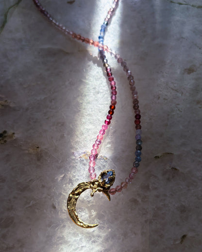 Moon Garden Mist Amulet ⋄ Blue Sapphire & Shaded Spinel