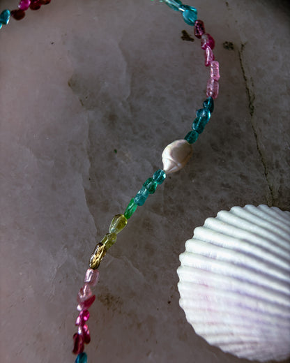 Ocean Pebbles Necklace ⋄ Rainbow Tourmaline & Pearl