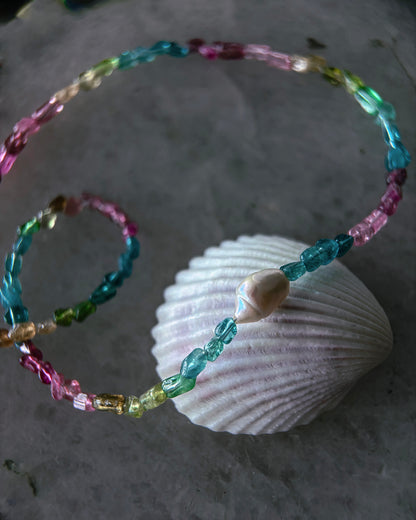 Ocean Pebbles Necklace ⋄ Rainbow Tourmaline & Pearl