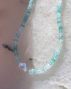 Water Nymph Necklace ⋄ Shaded Apatite, Aquamarine & Pearl