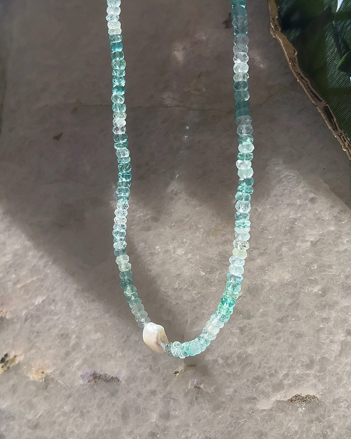 Water Nymph Necklace ⋄ Shaded Apatite, Aquamarine & Pearl