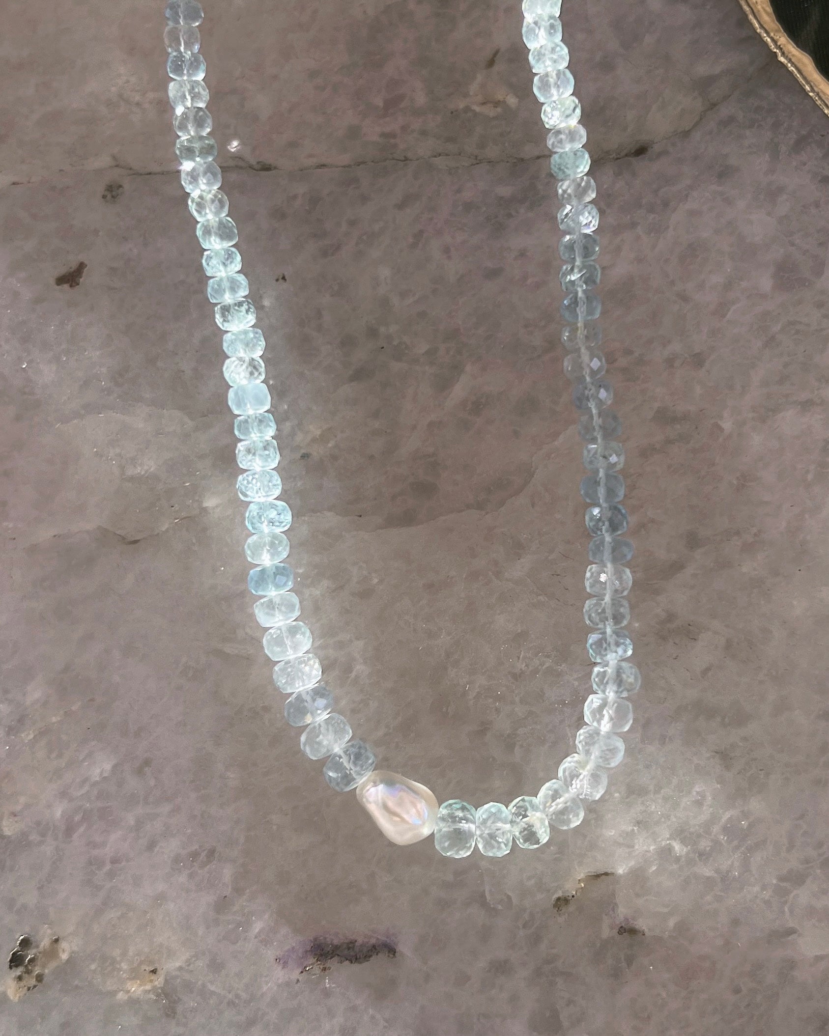 Water Nymph Necklace ⋄ Aquamarine & Pearl