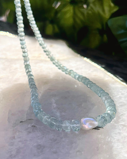 Water Nymph Necklace ⋄ Aquamarine & Pearl