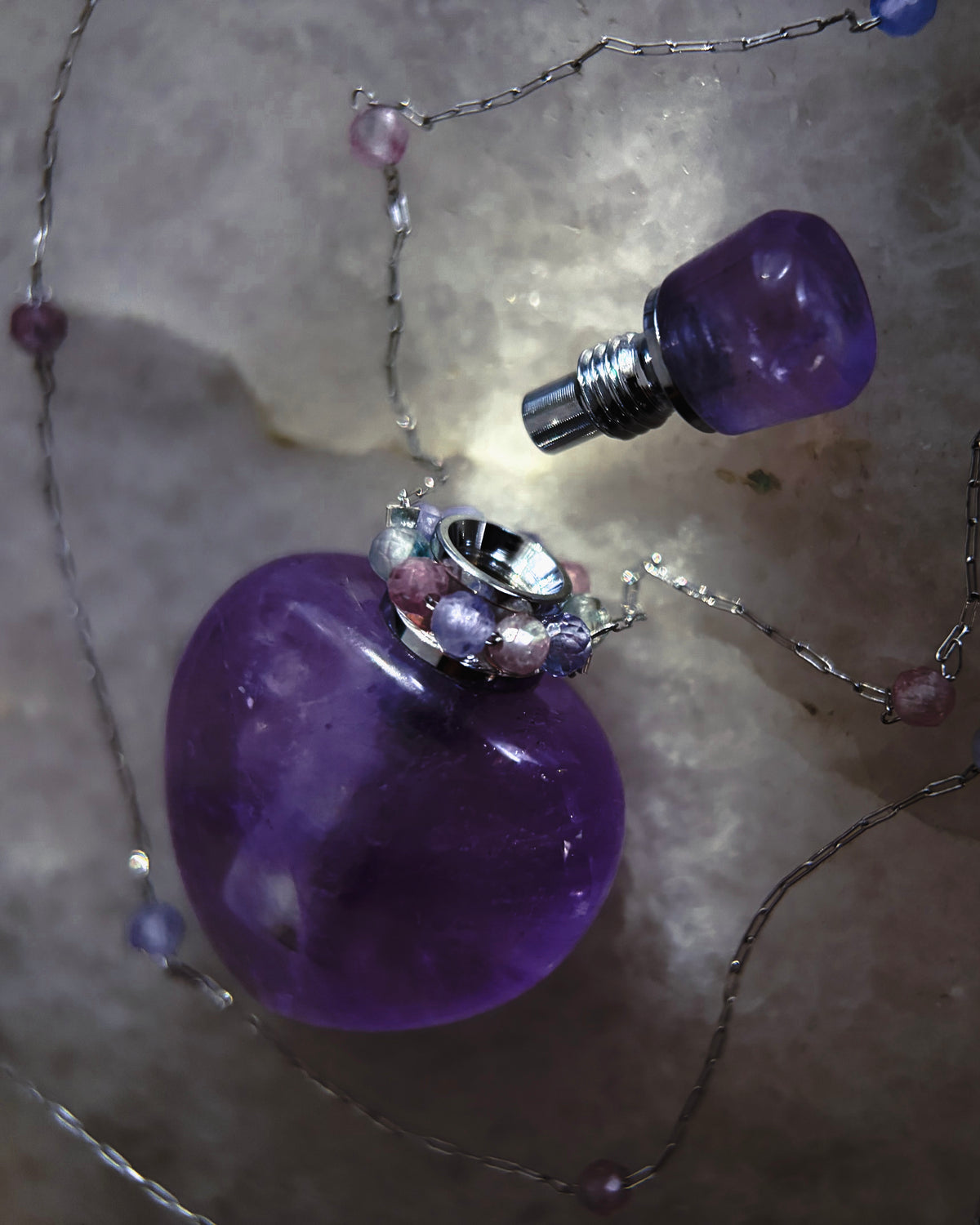 Love Potion Bottle Necklace ⋄ Amethyst