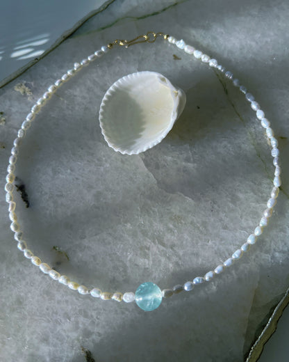 Daughter of the Sea Necklace ⋄ Prehnite & Pearls