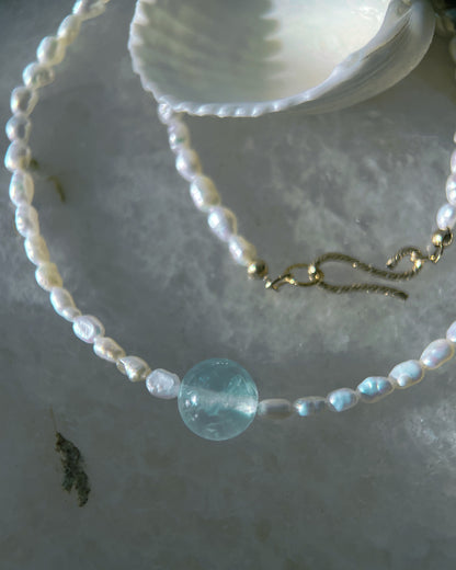Daughter of the Sea Necklace ⋄ Prehnite & Pearls