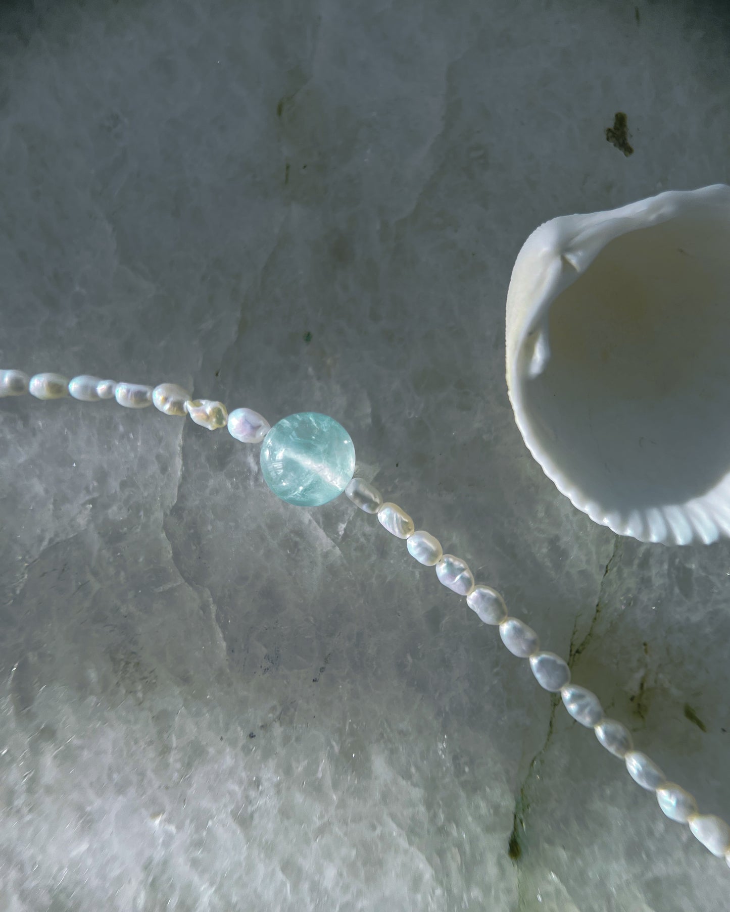 Daughter of the Sea Necklace ⋄ Prehnite & Pearls
