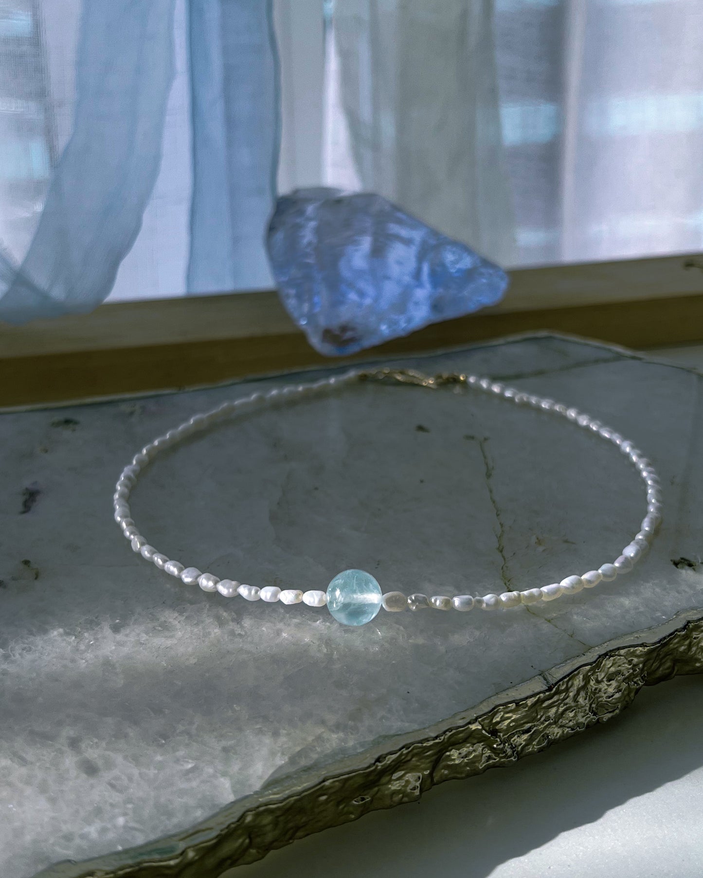 Daughter of the Sea Necklace ⋄ Prehnite & Pearls