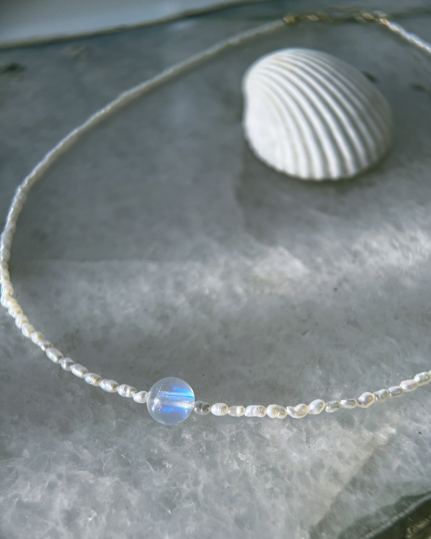 Daughter of the Sea Necklace ⋄ Moonstone & Pearls