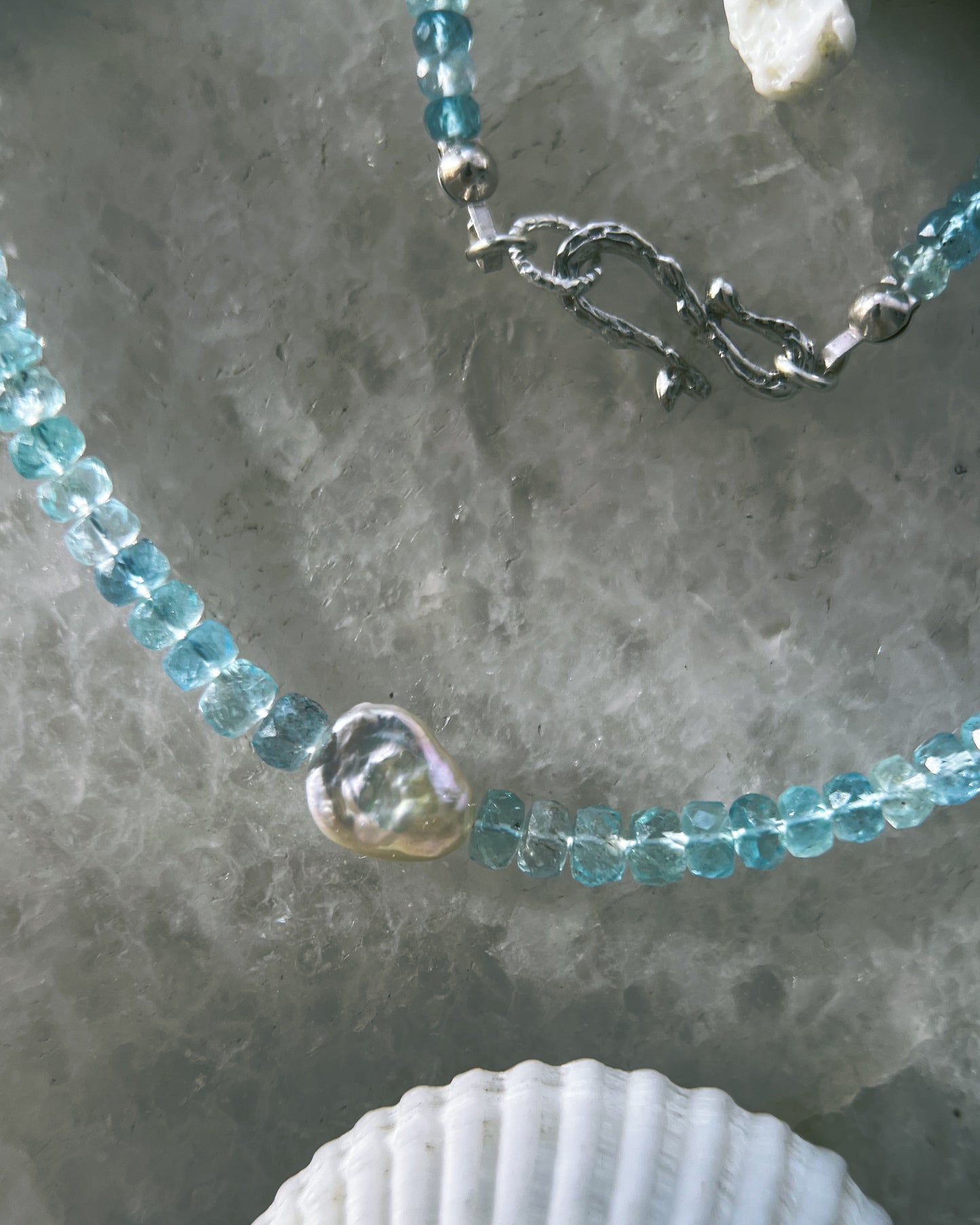 Water Nymph Necklace ⋄ Aquamarine & Pearl