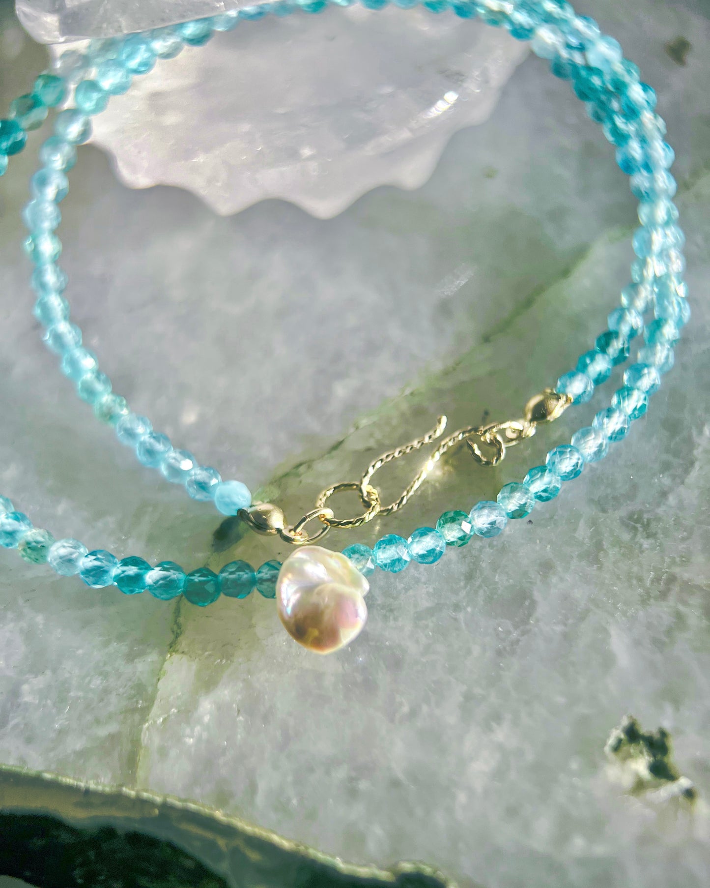 Salacia Necklace ⋄ Seafoam Apatite & Pearl