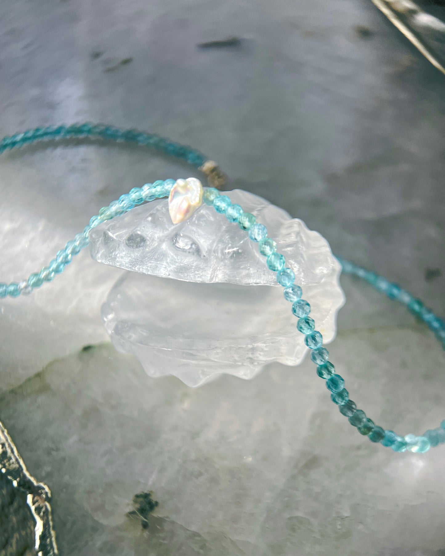 Salacia Necklace ⋄ Seafoam Apatite & Pearl