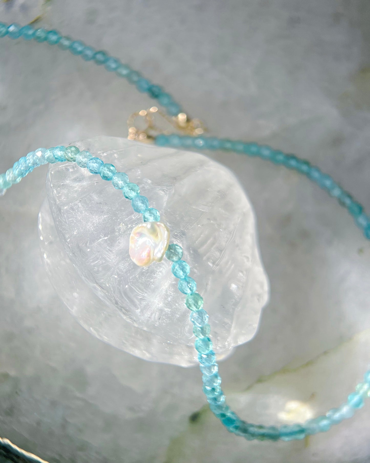 Salacia Necklace ⋄ Seafoam Apatite & Pearl