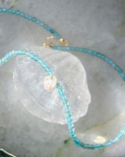 Salacia Necklace ⋄ Seafoam Apatite & Pearl