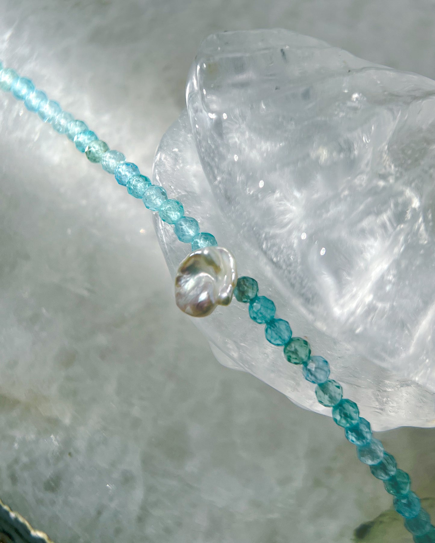Salacia Necklace ⋄ Seafoam Apatite & Pearl