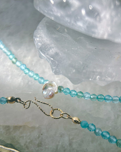 Salacia Necklace ⋄ Seafoam Apatite & Pearl