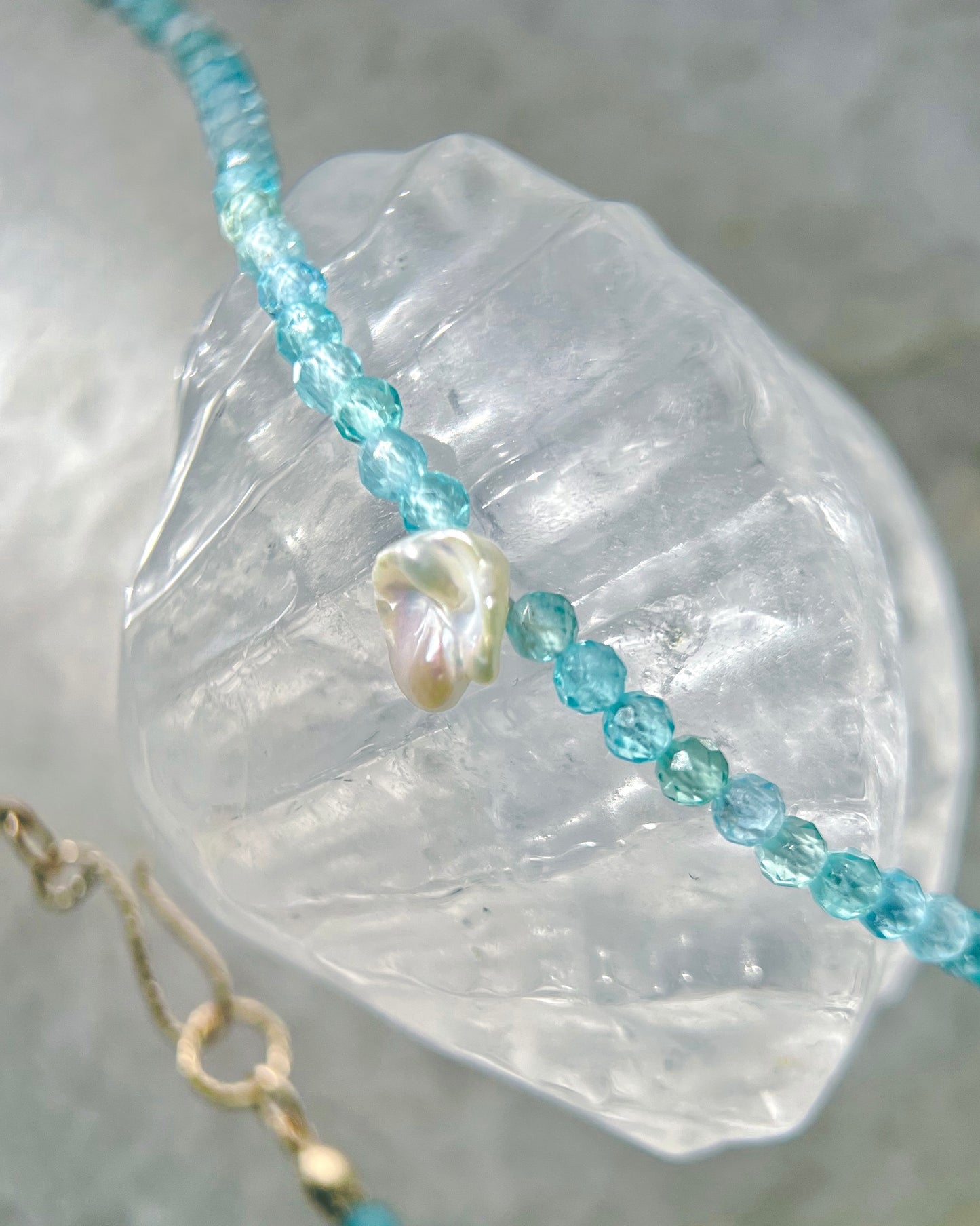 Salacia Necklace ⋄ Seafoam Apatite & Pearl