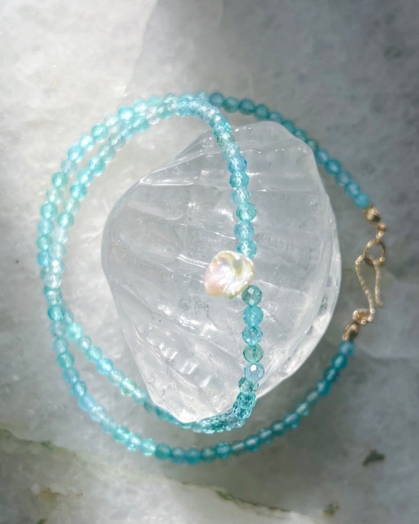 Salacia Necklace ⋄ Seafoam Apatite & Pearl