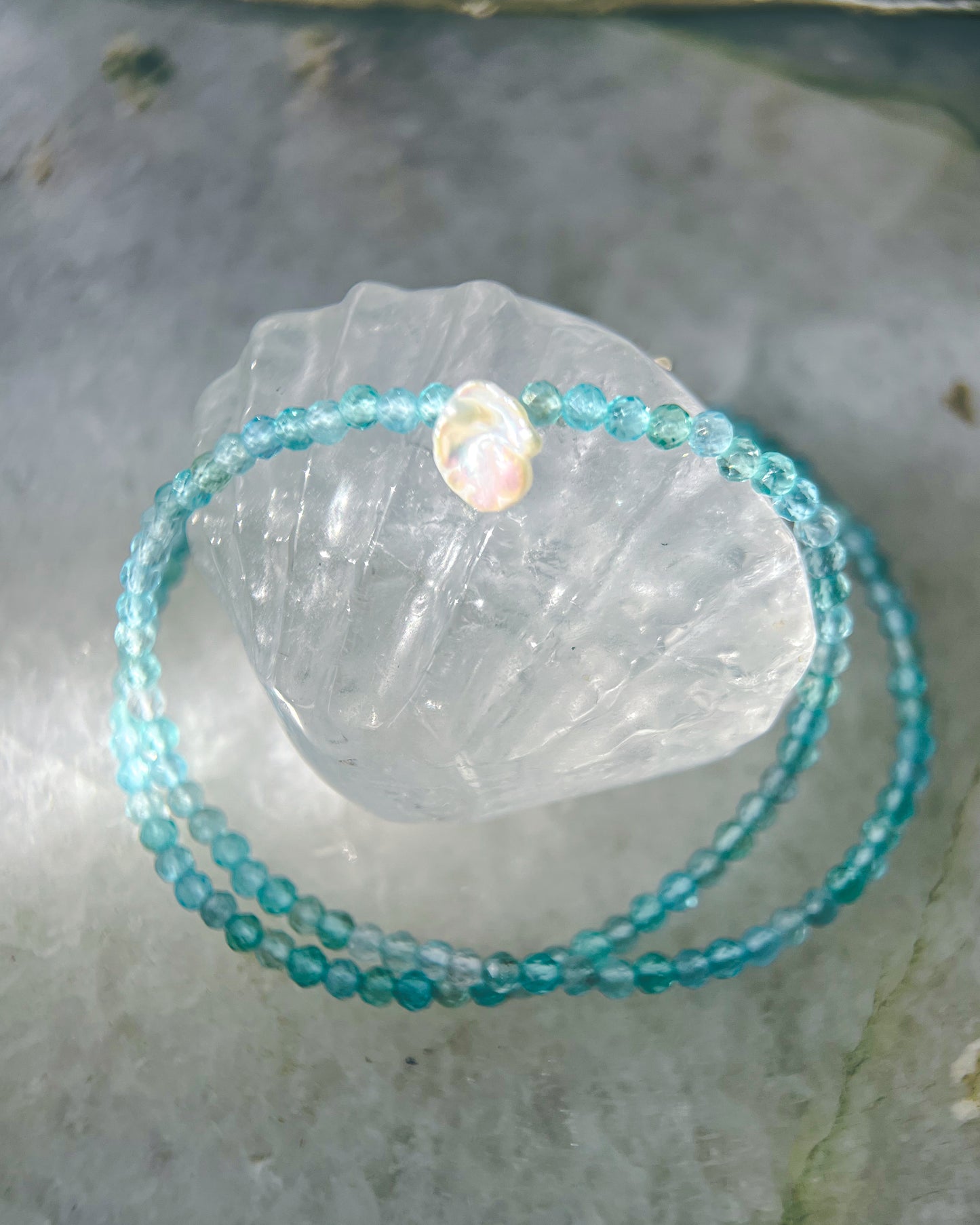 Salacia Necklace ⋄ Seafoam Apatite & Pearl