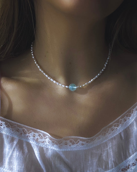 Daughter of the Sea Necklace ⋄ Prehnite & Pearls