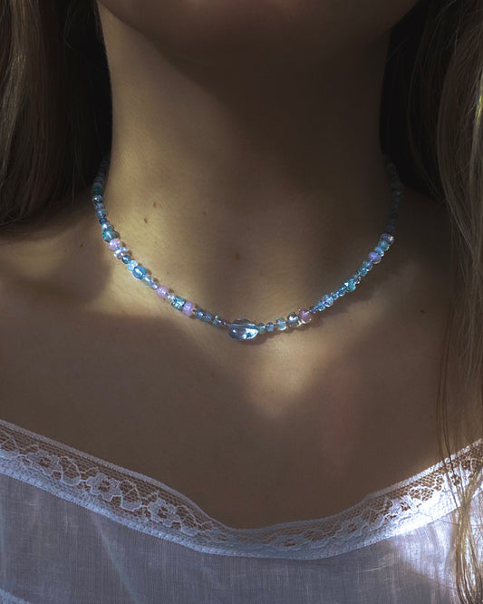 Dewdrops Necklace ⋄ Lavender Moon Quartz, Aquamarine & Topaz