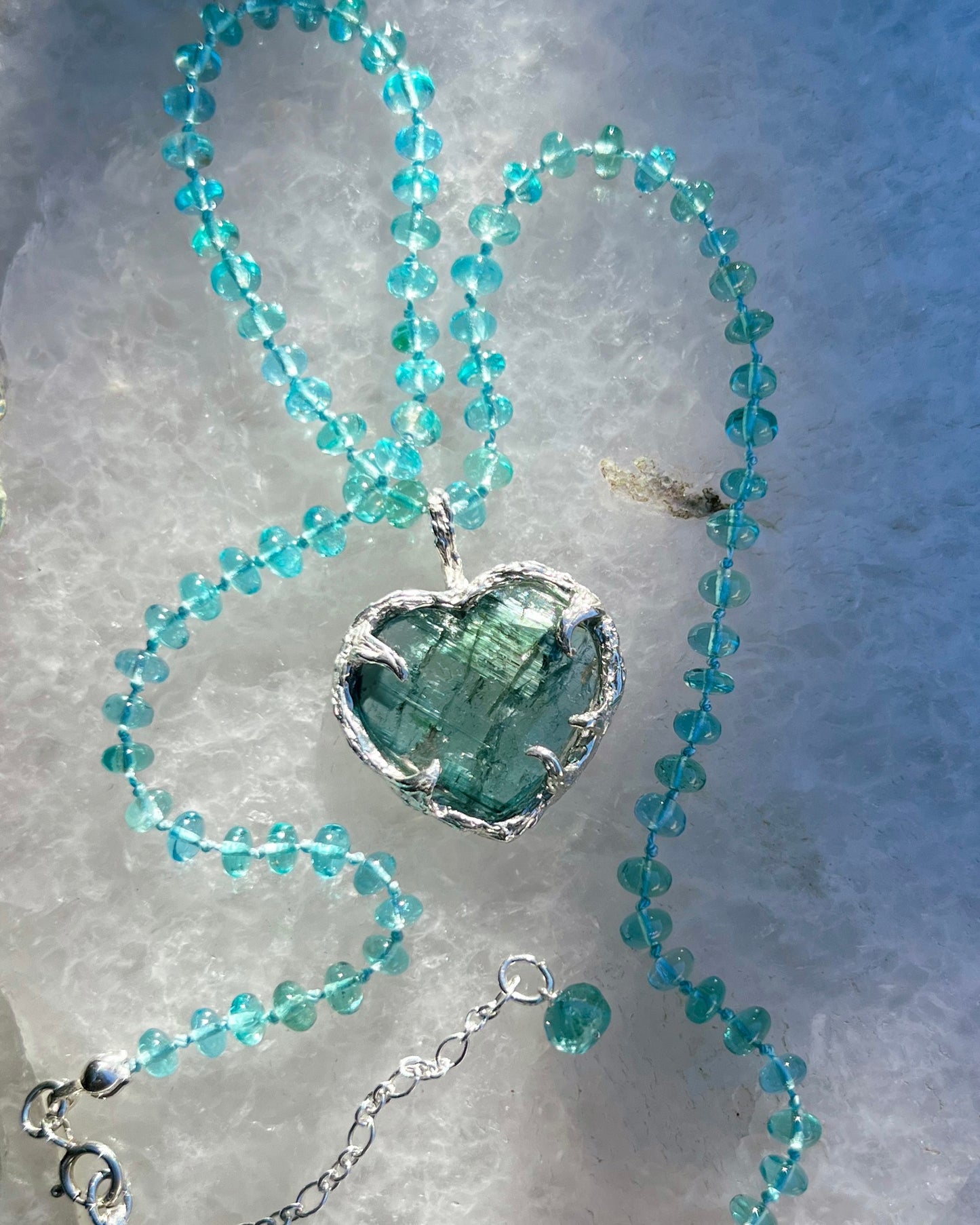 Siren’s Heart Amulet ⋄ Indicolite Tourmaline & Sea Apatite