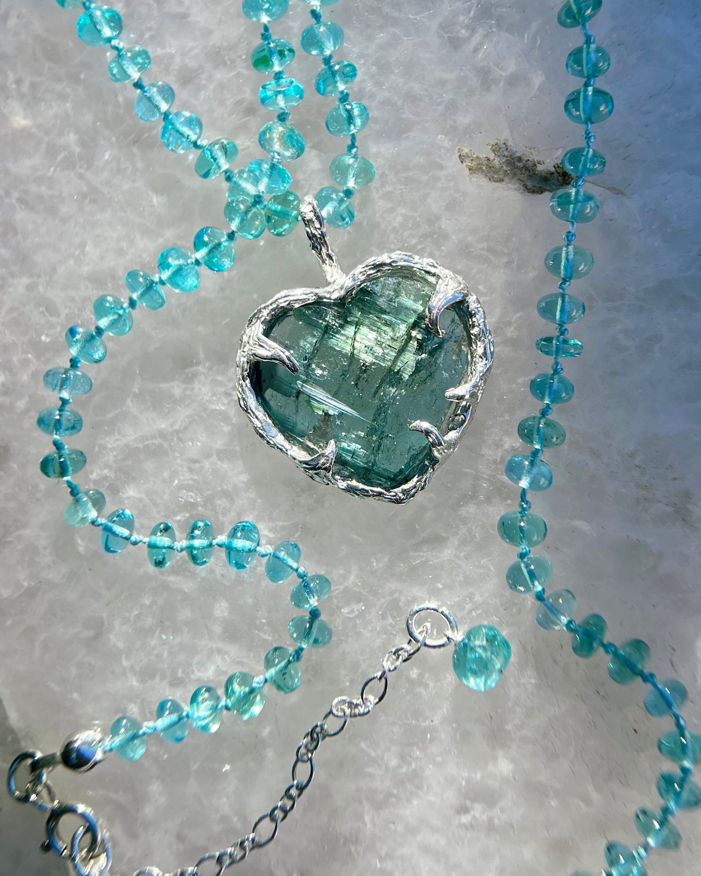 Siren’s Heart Amulet ⋄ Indicolite Tourmaline & Sea Apatite