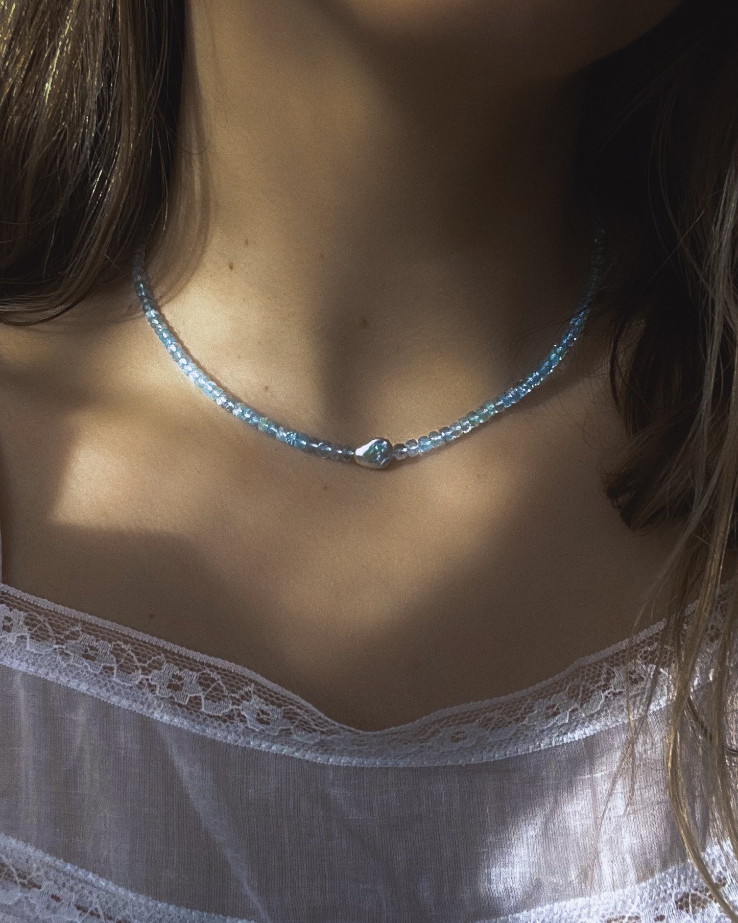Water Nymph Necklace ⋄ Aquamarine & Pearl