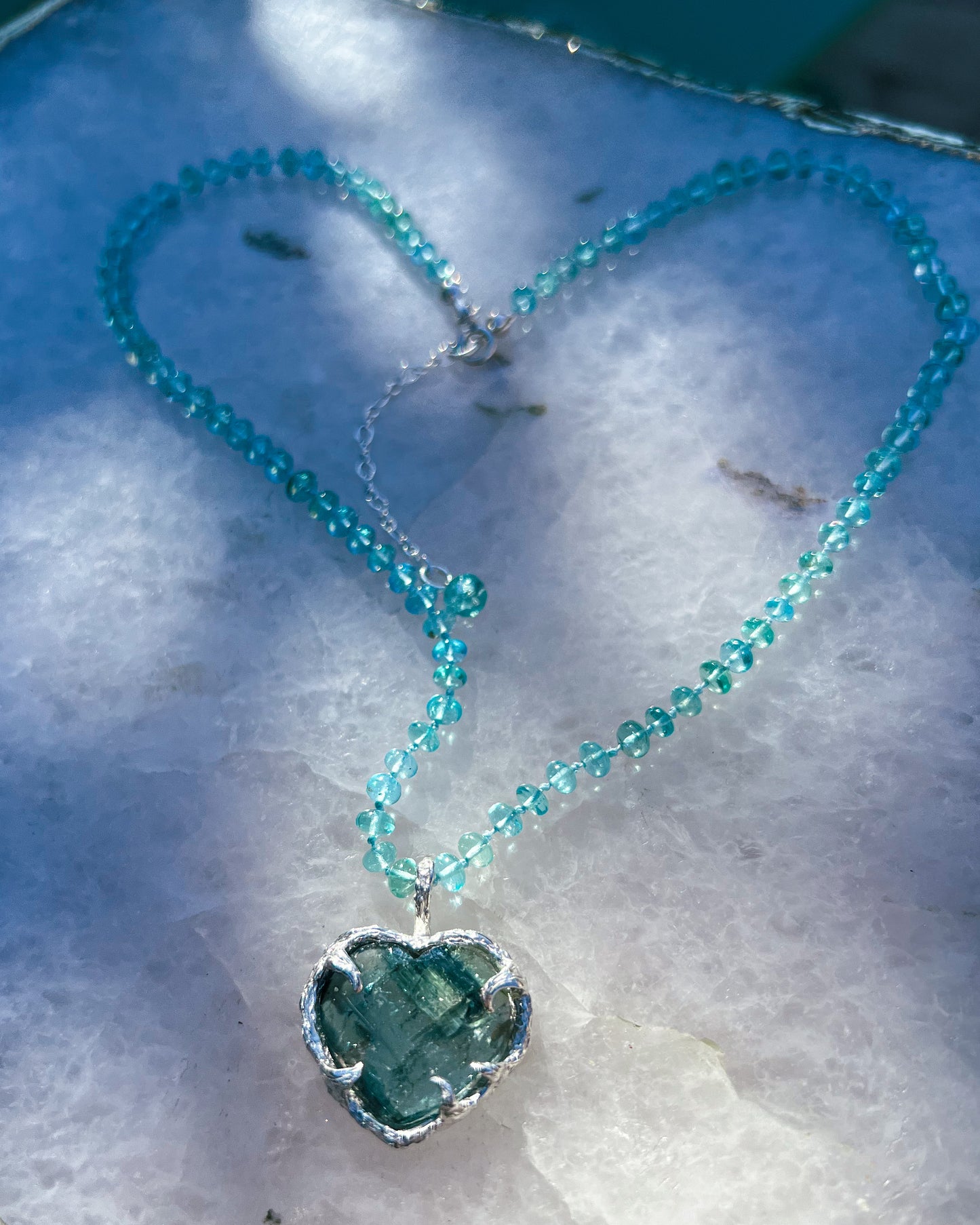 Siren’s Heart Amulet ⋄ Indicolite Tourmaline & Sea Apatite