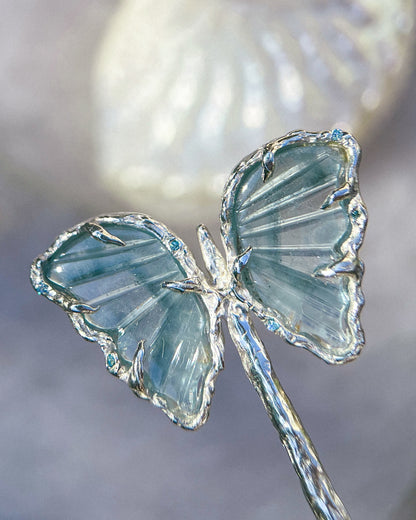 Ever After Butterfly Hair Pin ⋄ Aquamarine