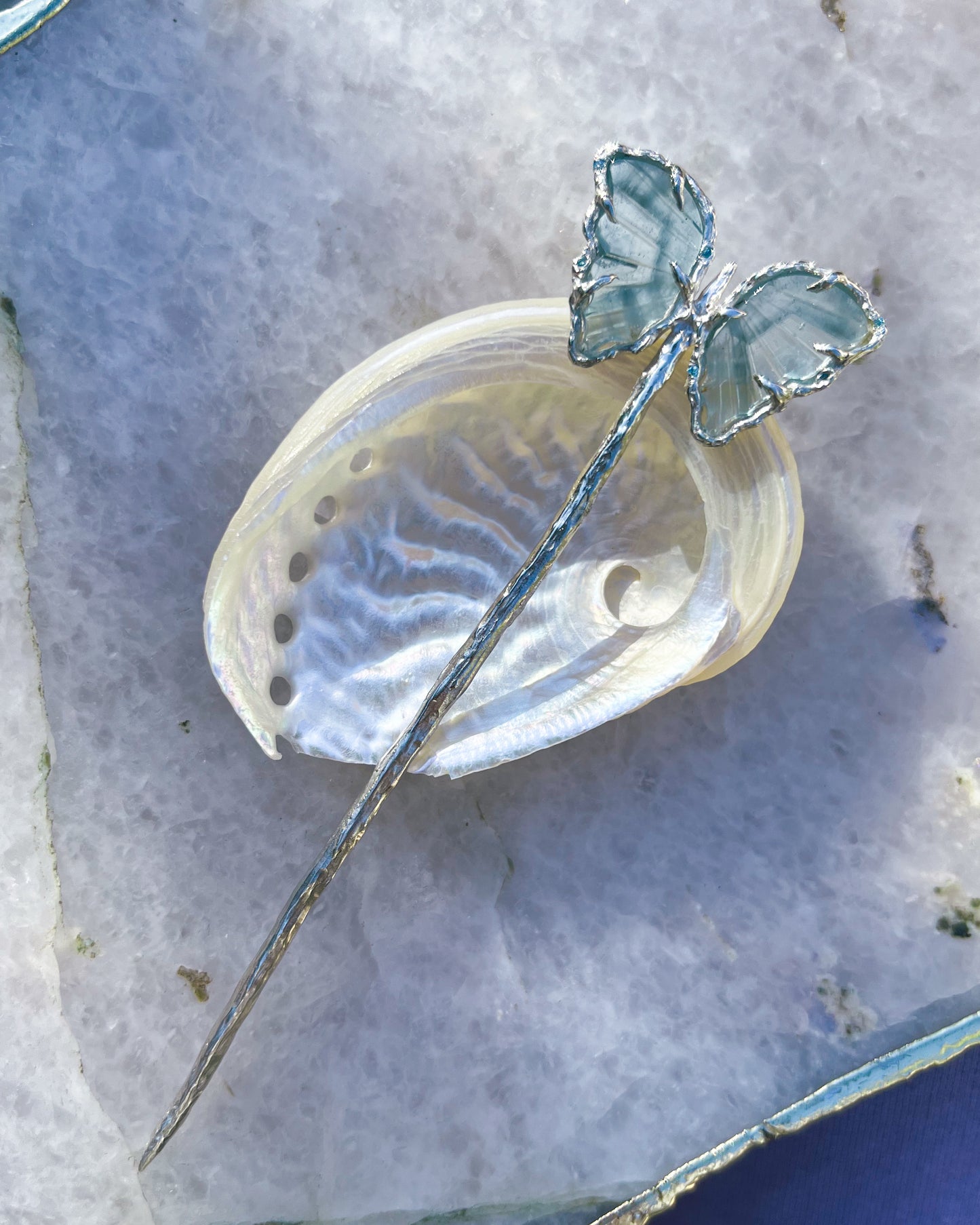 Ever After Butterfly Hair Pin ⋄ Aquamarine