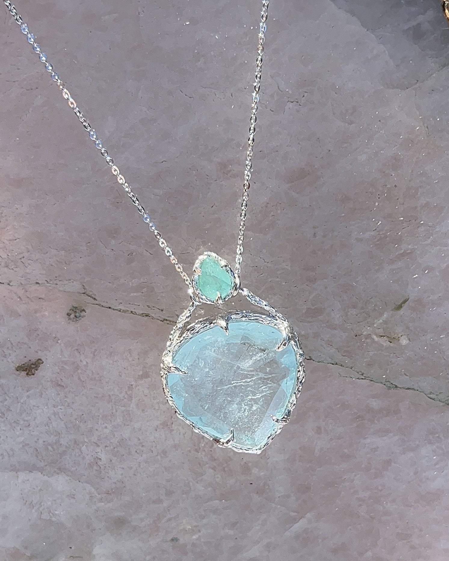 Heart of the Ocean Amulet ⋄ Shimmer Aquamarine & Paraíba Tourmaline