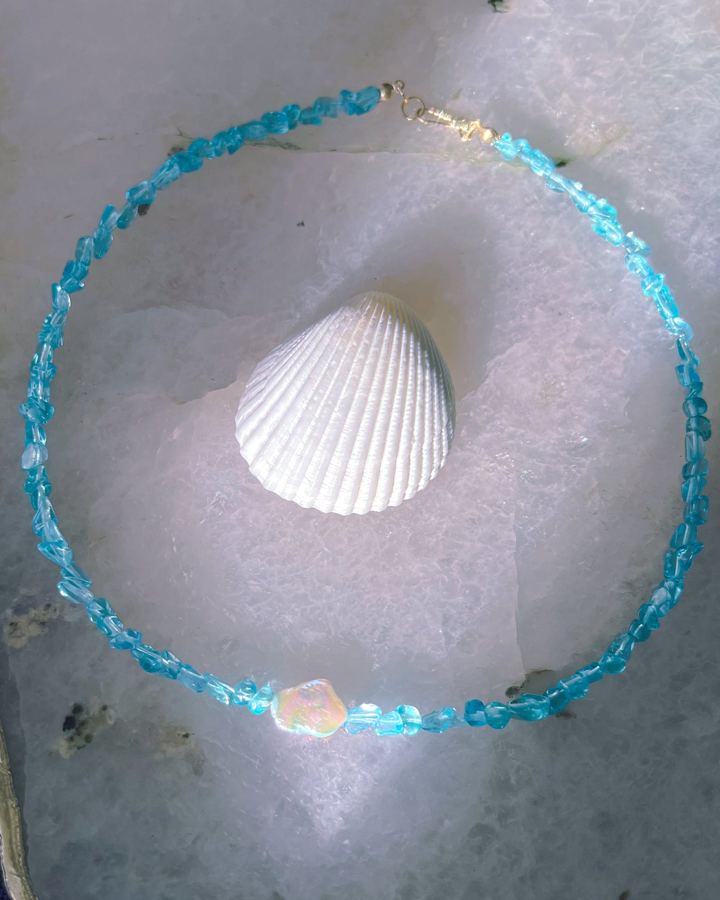 Ocean Pebbles Necklace ⋄ Seafoam Apatite & Pearl