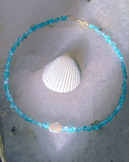 Ocean Pebbles Necklace ⋄ Seafoam Apatite & Pearl