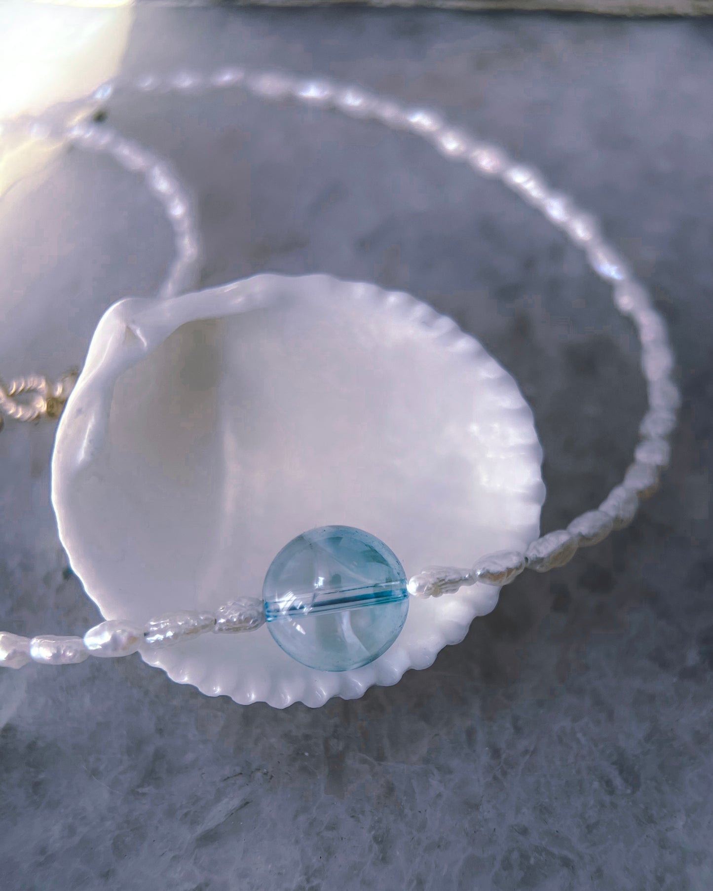 Daughter of the Sea Necklace ⋄ Aqua Aura Quartz & Pearls