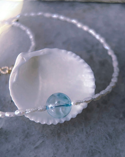 Daughter of the Sea Necklace ⋄ Aqua Aura Quartz & Pearls