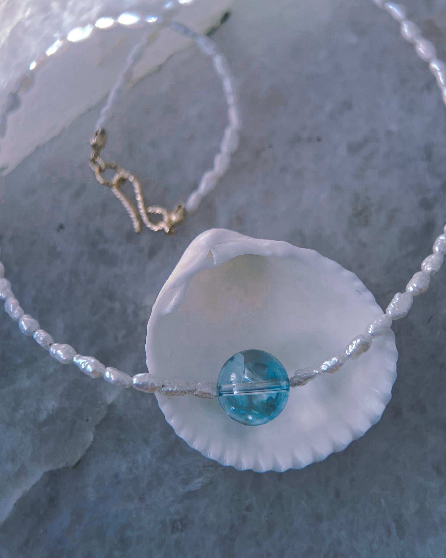 Daughter of the Sea Necklace ⋄ Aqua Aura Quartz & Pearls