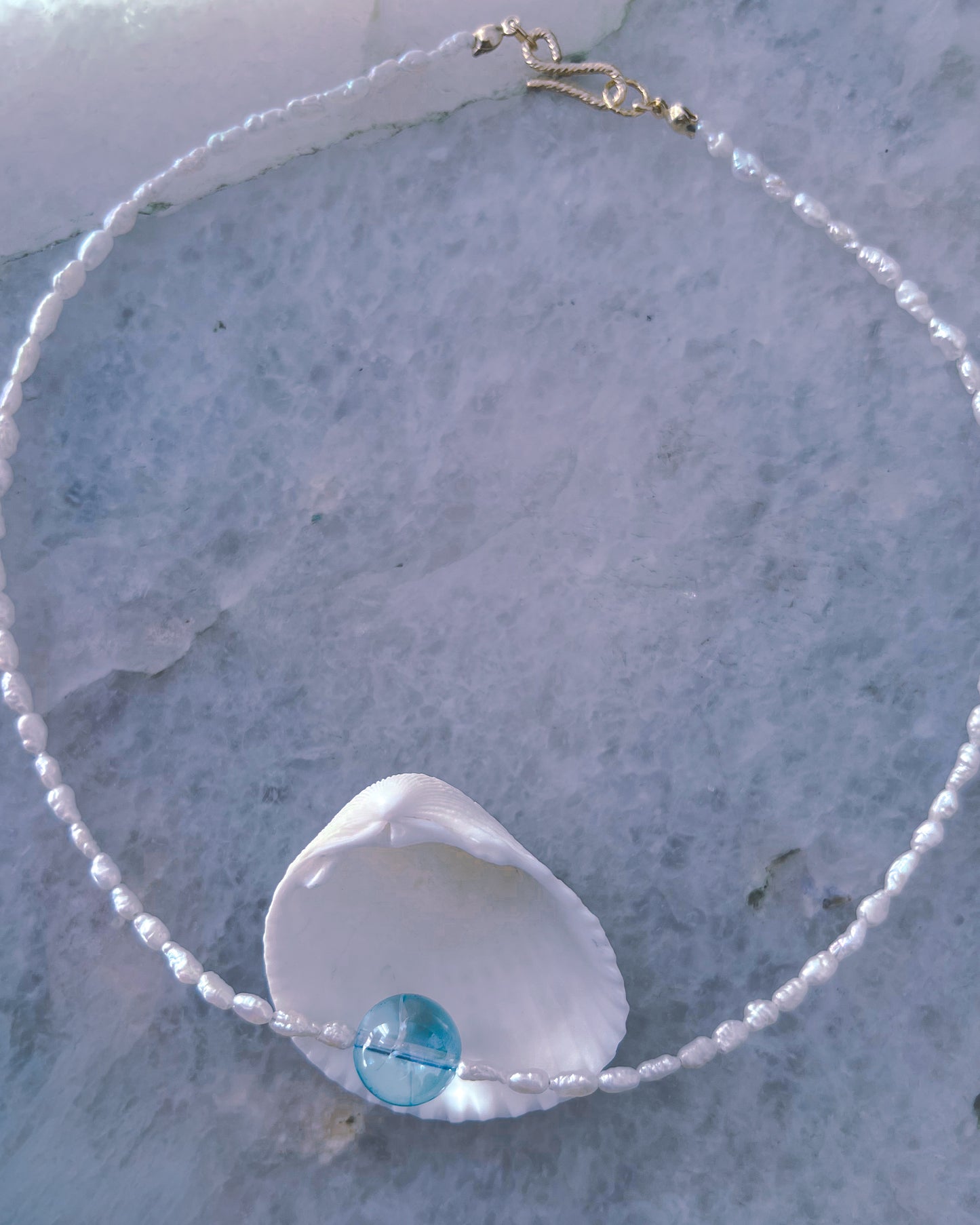 Daughter of the Sea Necklace ⋄ Aqua Aura Quartz & Pearls