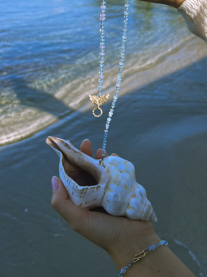 Dewdrops Lariat Necklace ⋄ Lavender Moon Quartz & Aquamarine
