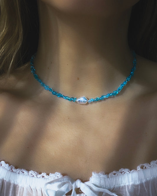 Ocean Pebbles Necklace ⋄ Seafoam Apatite & Pearl