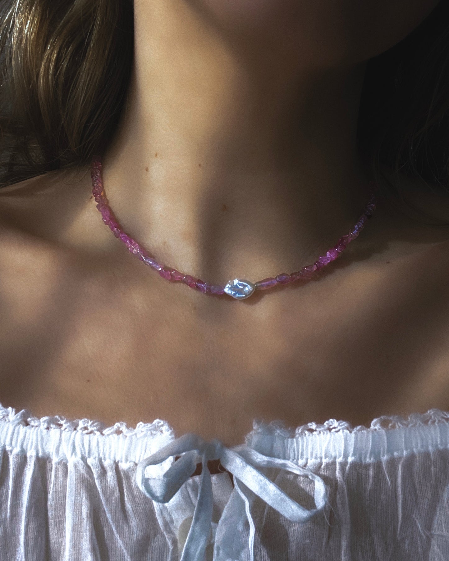 Ocean Pebbles Necklace ⋄ Pink Tourmaline & Pearl