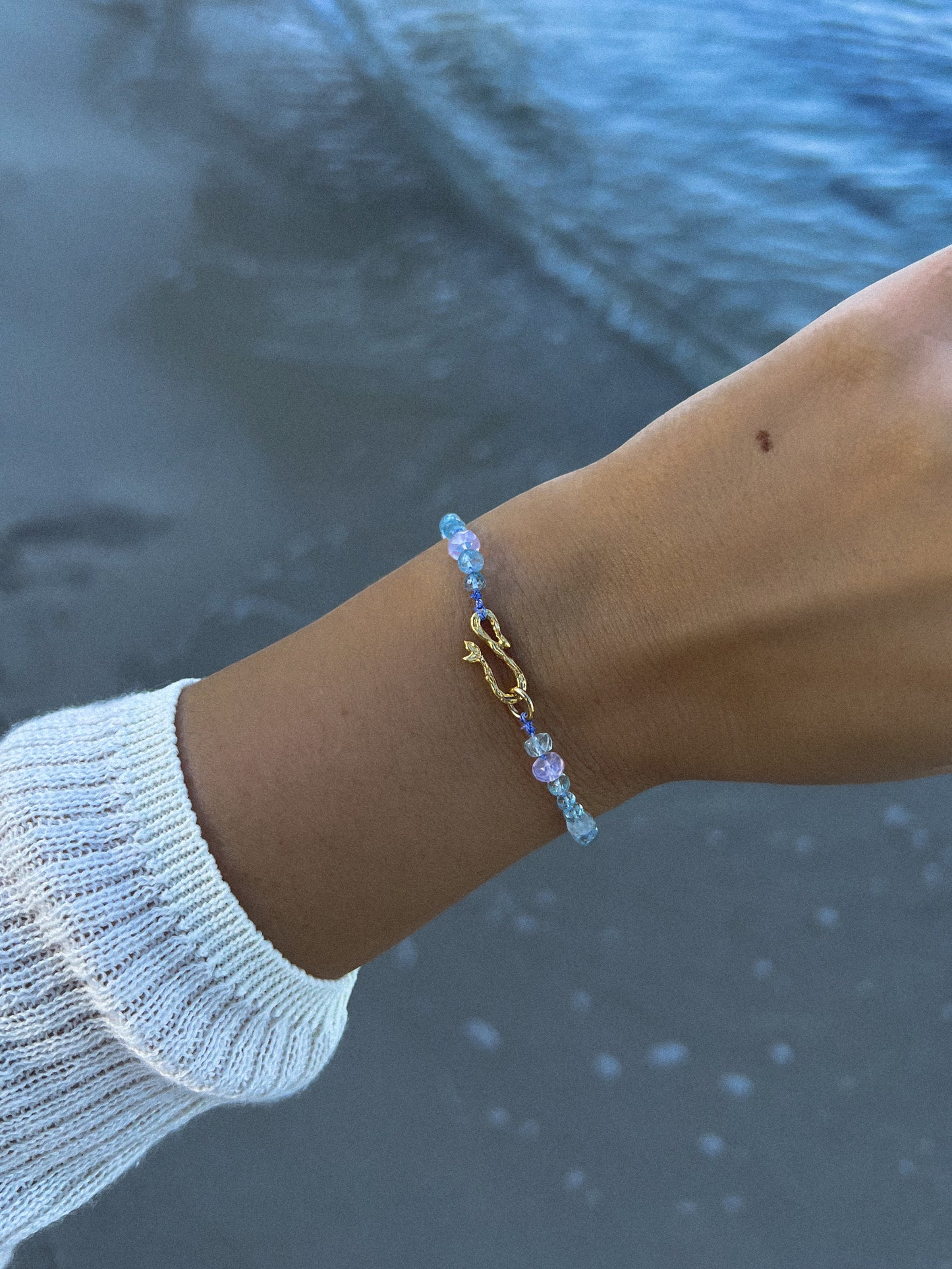 Dewdrops Bracelet ⋄ Lavender Moon Quartz & Aquamarine